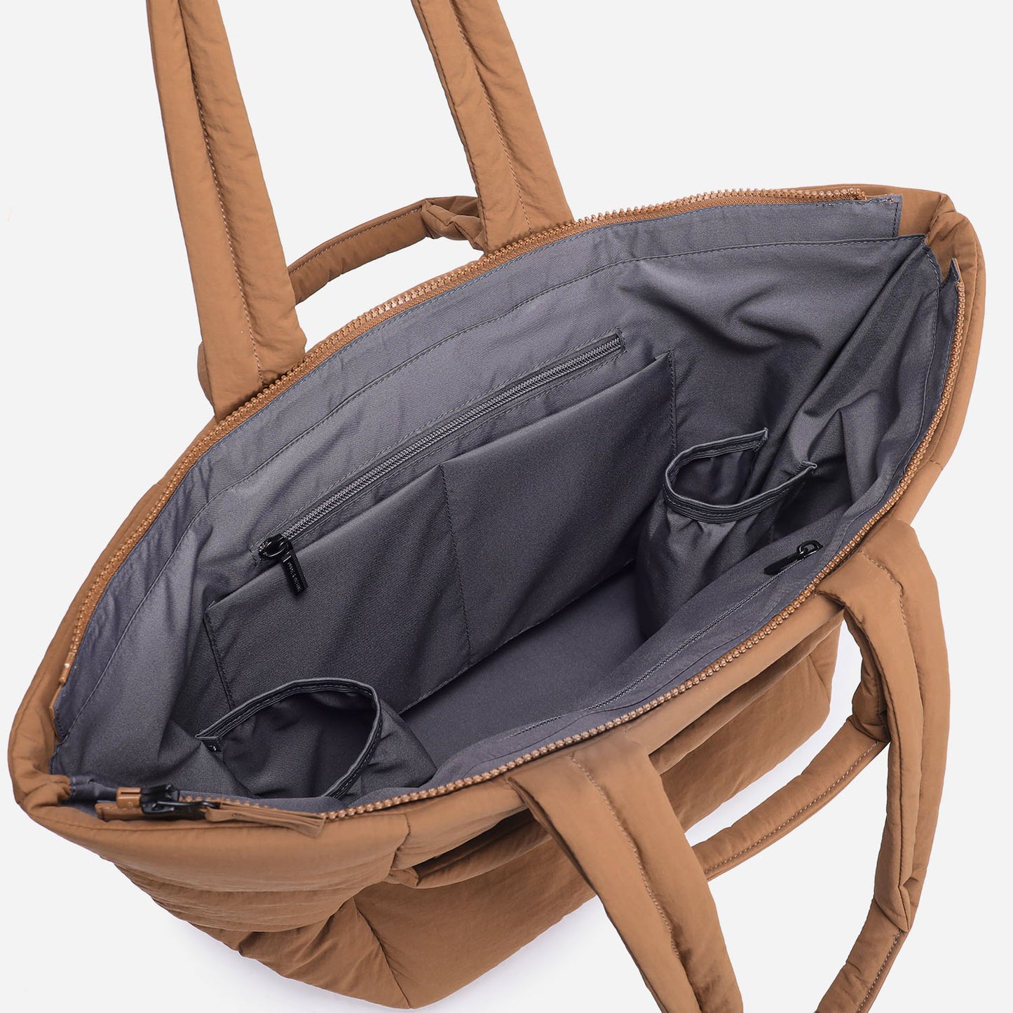 Puff Tote Bag Dude & Bestie (Mocha Brown)
