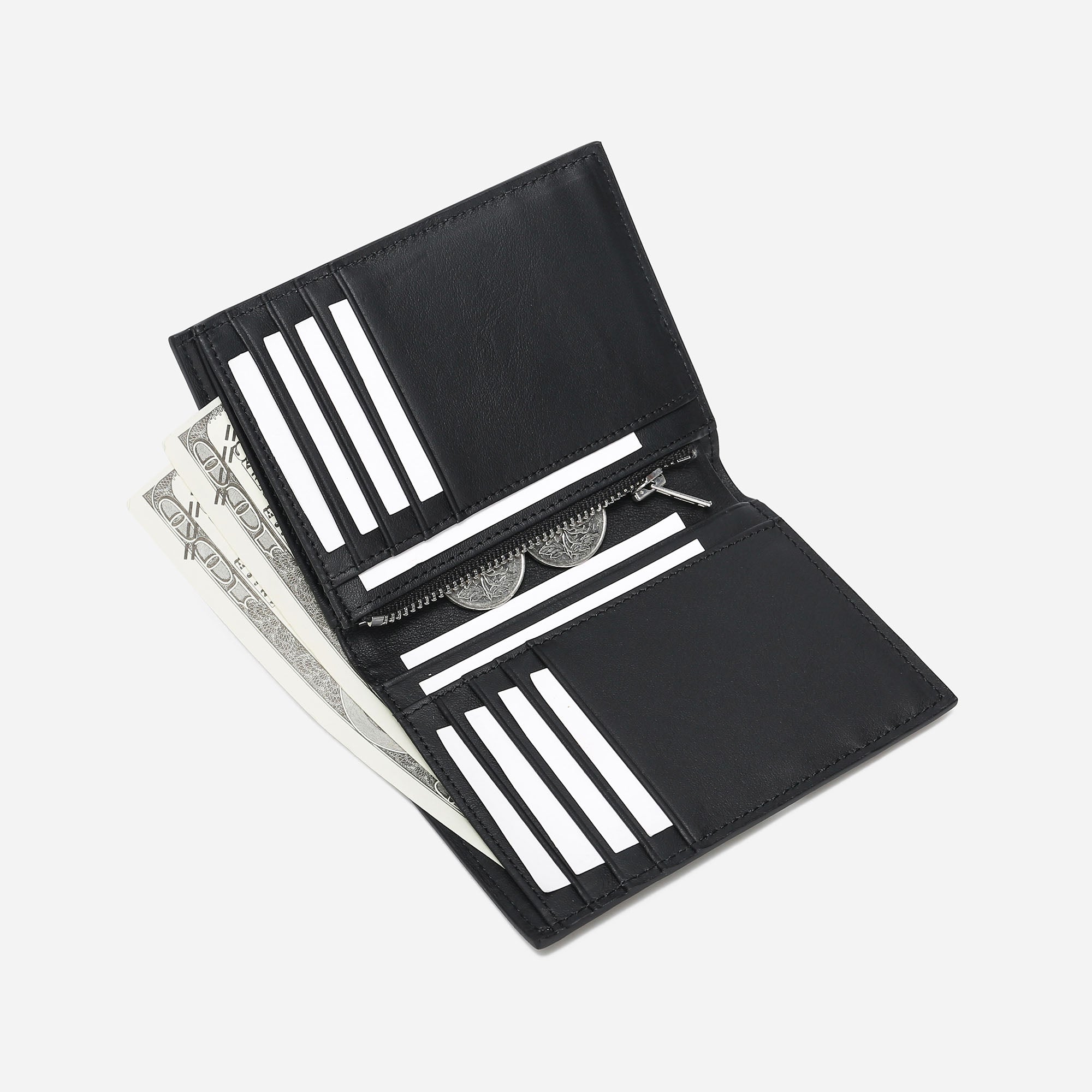 【国内発送】BI-FOLD WALLET WITH COIN COMPARTMENT leather-hybrid-world-bi-fold-