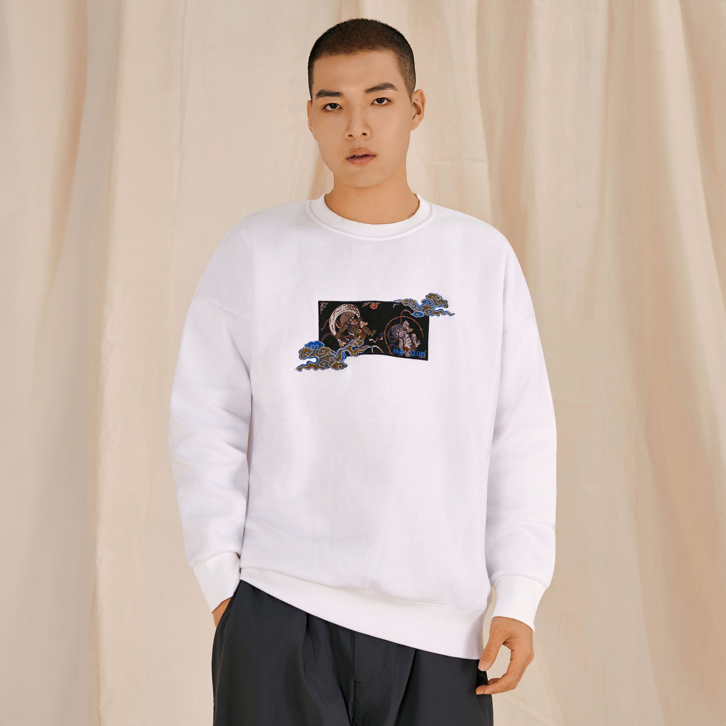 Fujin and Raijin Nishijin-ori Swetshirt (White)