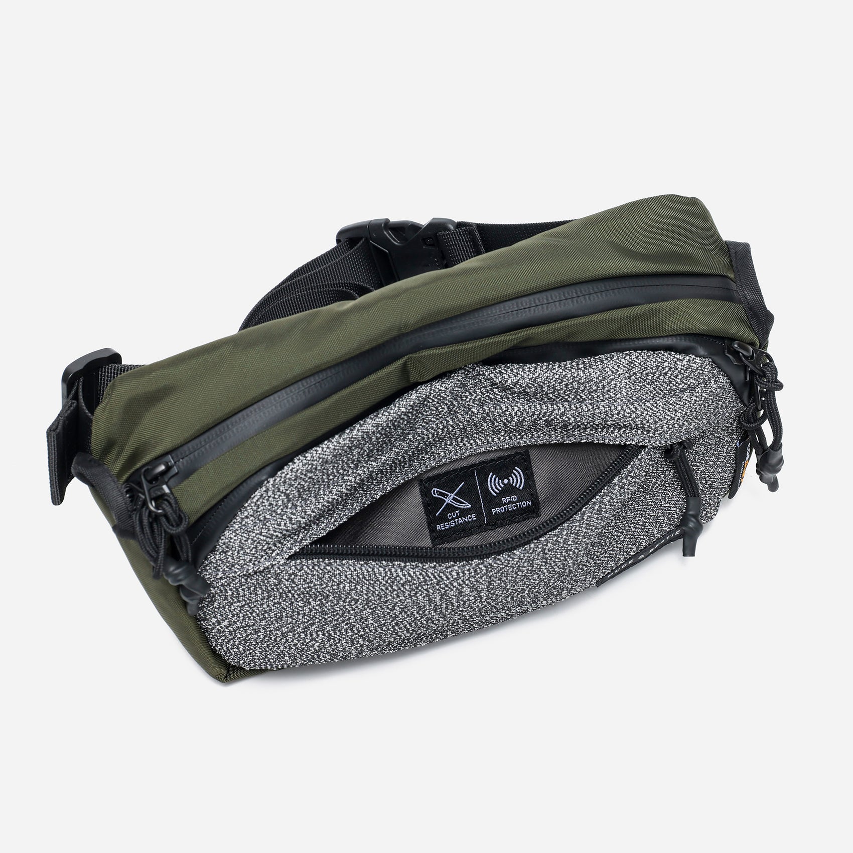 Anti-Theft Slash-Proof RFID Guard Sling Bag - Green Color