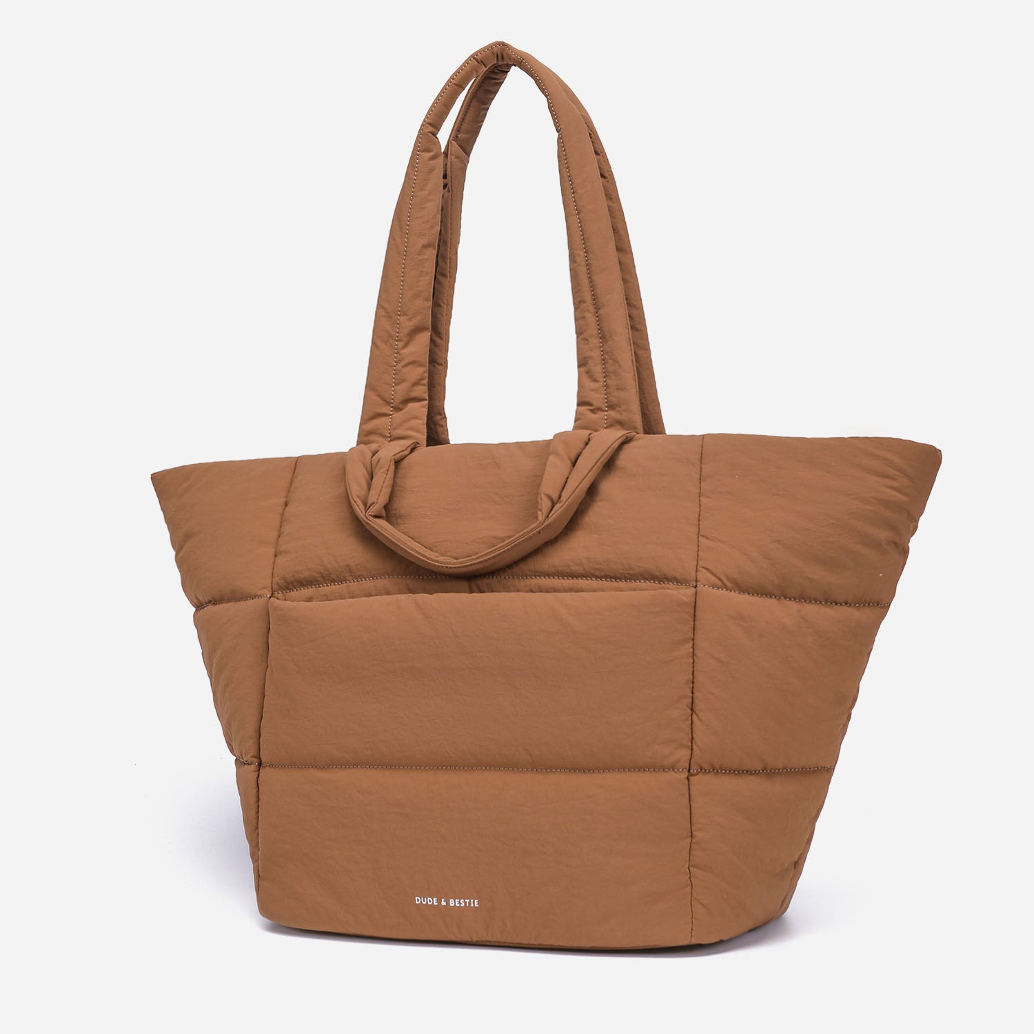 Puff Tote Bag Dude & Bestie (Mocha Brown)