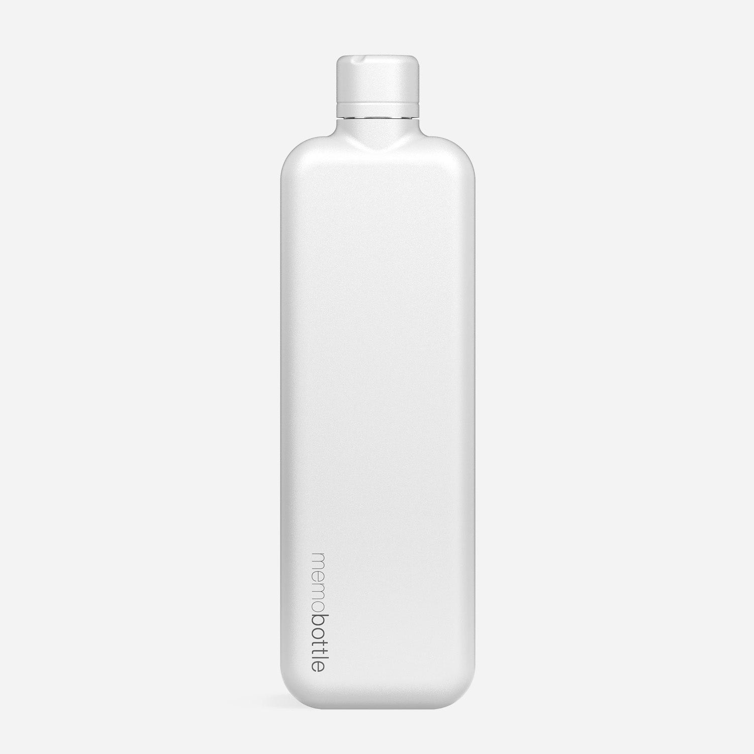 Memobottle Slim 不鏽鋼扁平水樽，專為車用杯架與窄包設計客製化 雪地白