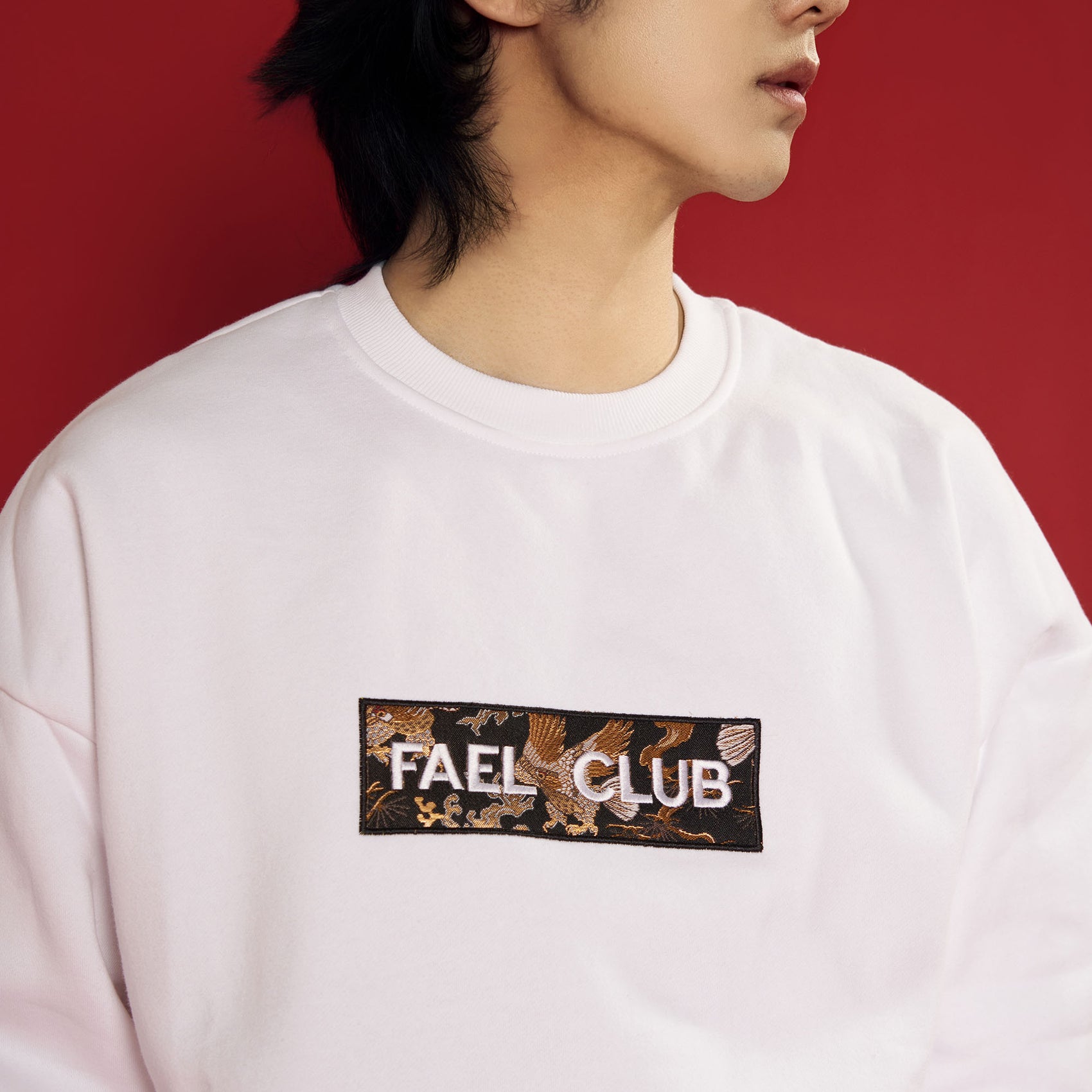 Swathshirt with Box Logo - Majestic Eagle Sweatshirts Dude & Bestie (White)