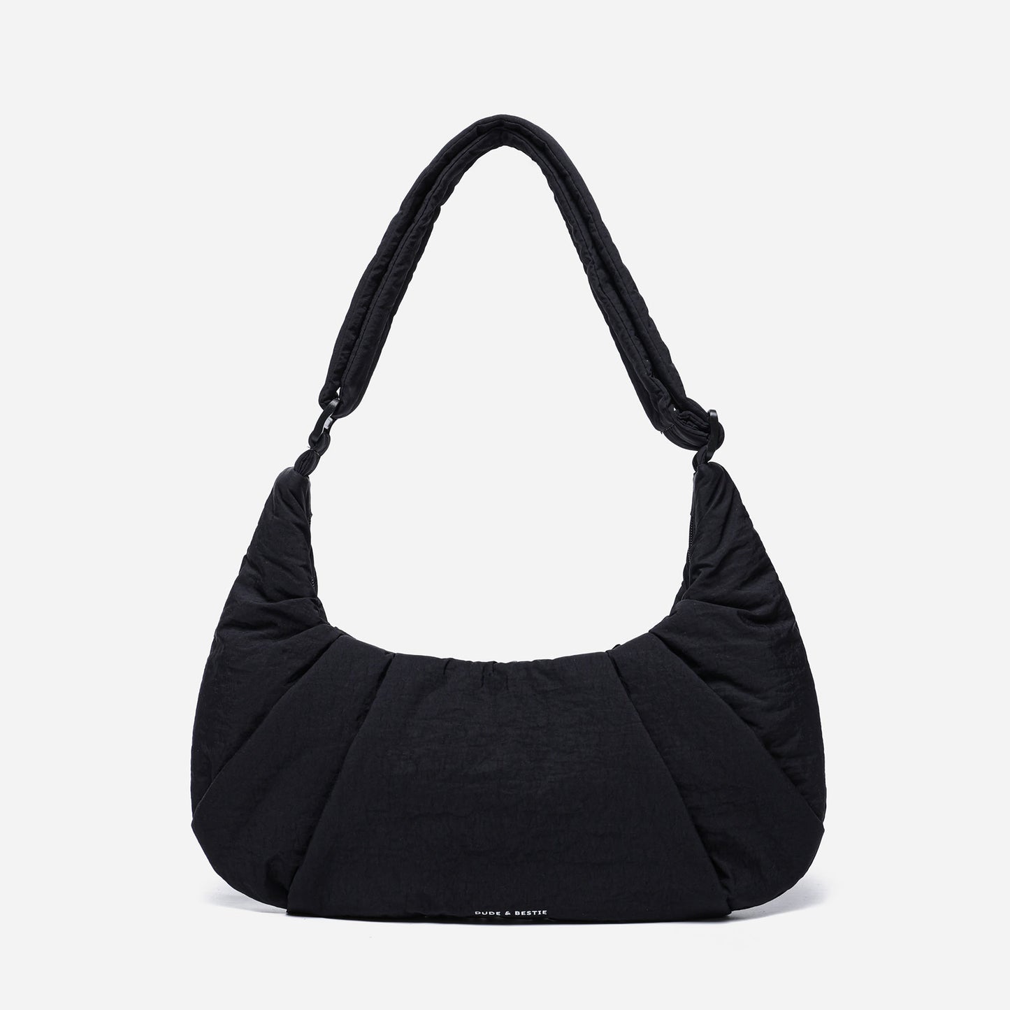 Dude & Bestie Puff Croissant Bag in Black, versatile all-match techwear crossbody bag