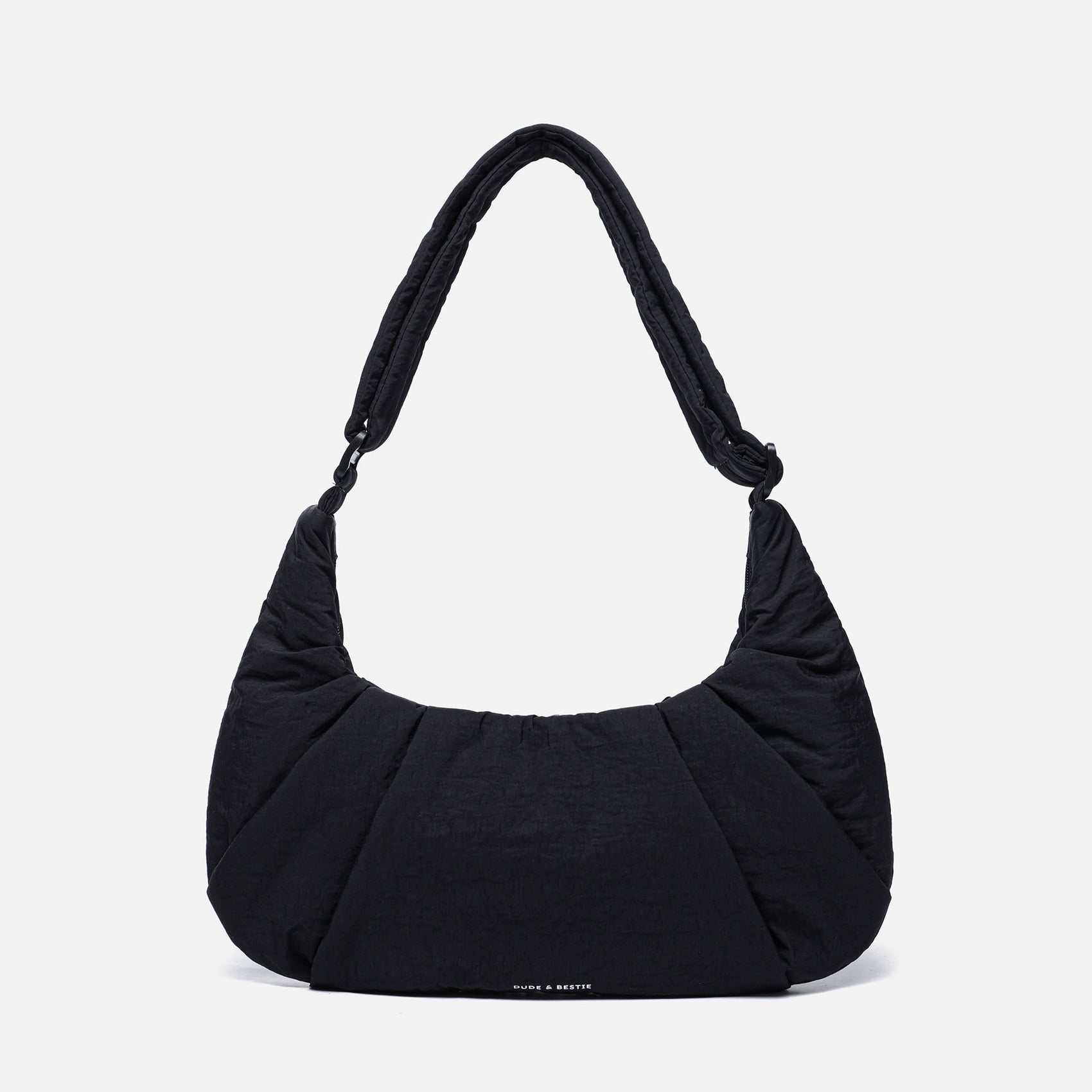 Dude & Bestie Puff Croissant Bag in Black, versatile all-match techwear crossbody bag