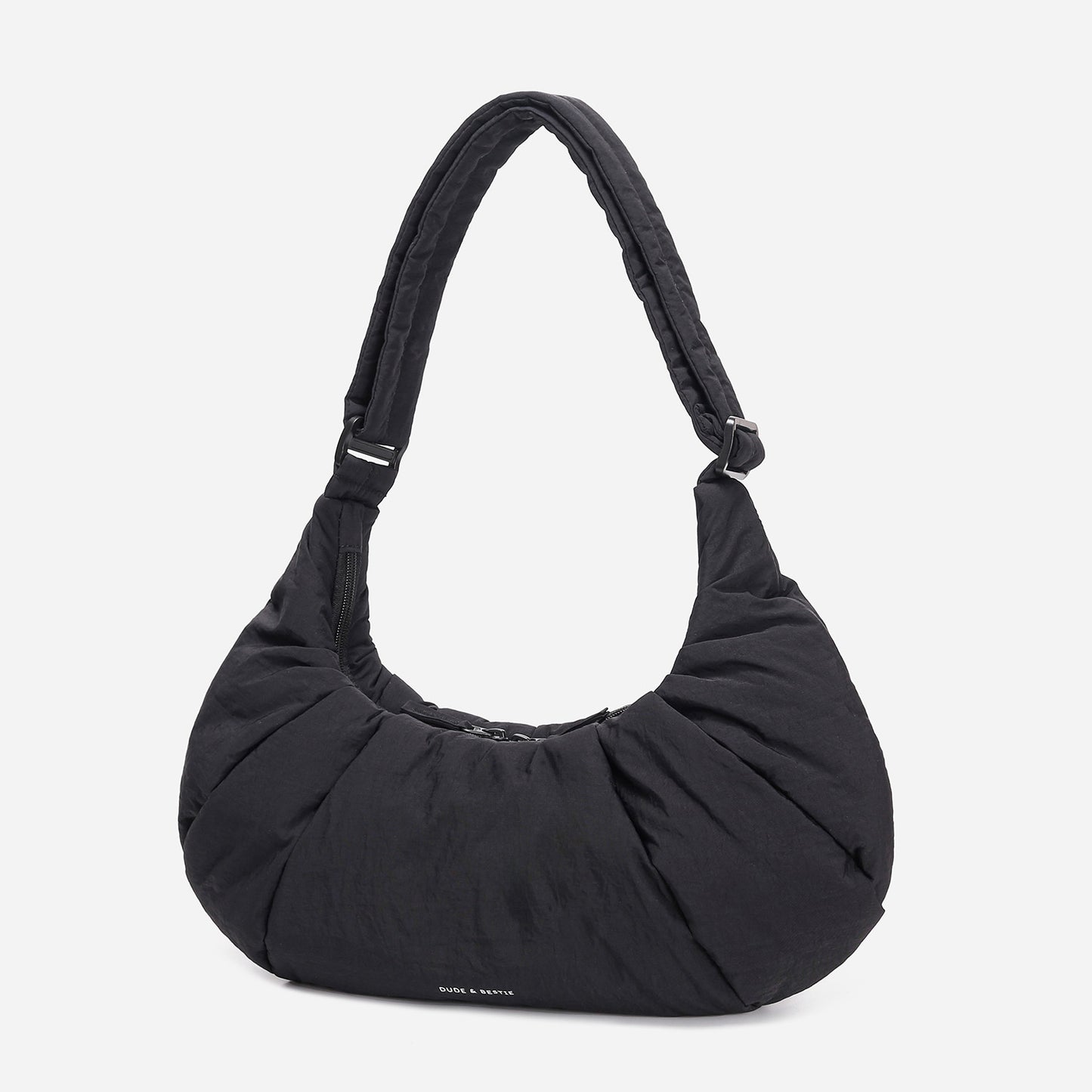 Dude & Bestie Puff Croissant Women Crossbody Shoulder Bag in black