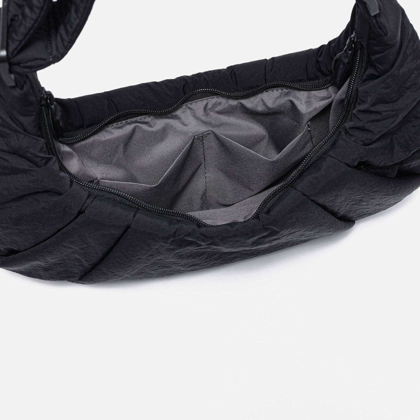 Dude & Bestie Puff Croissant Bag in Black, versatile all-match techwear crossbody bag