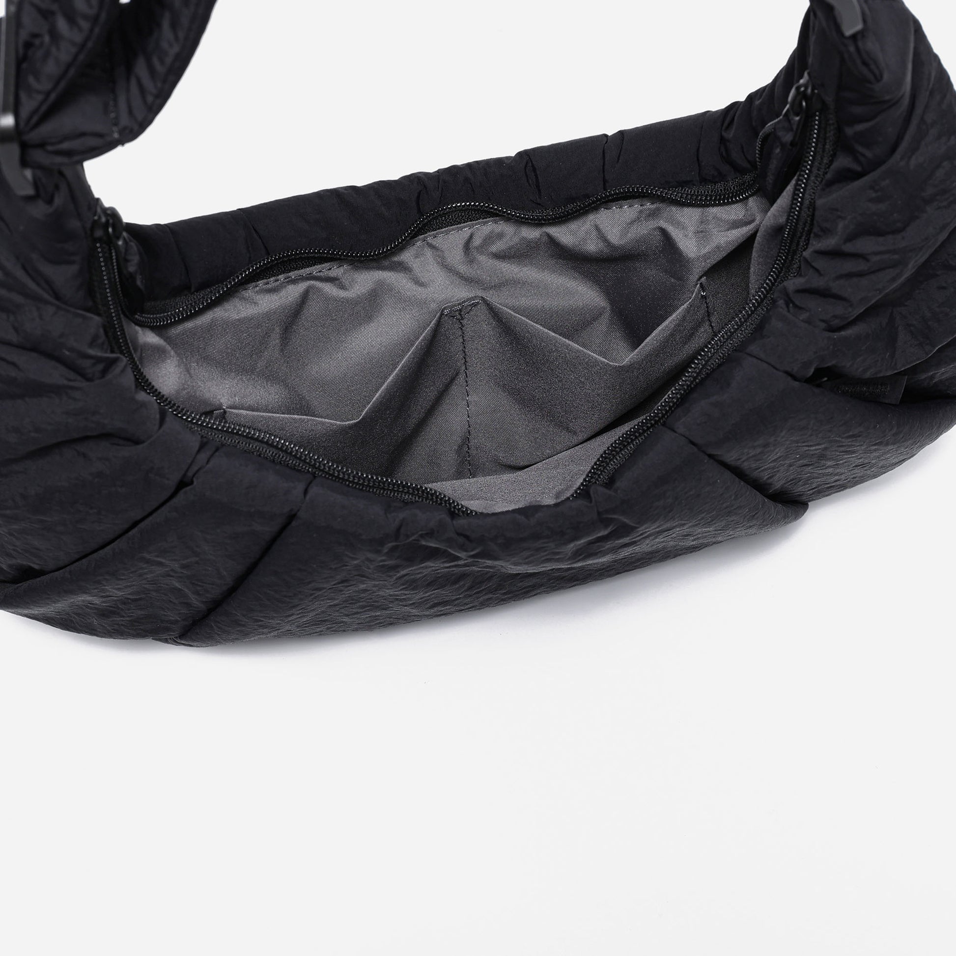 Dude & Bestie Puff Croissant Bag in Black, versatile all-match techwear crossbody bag