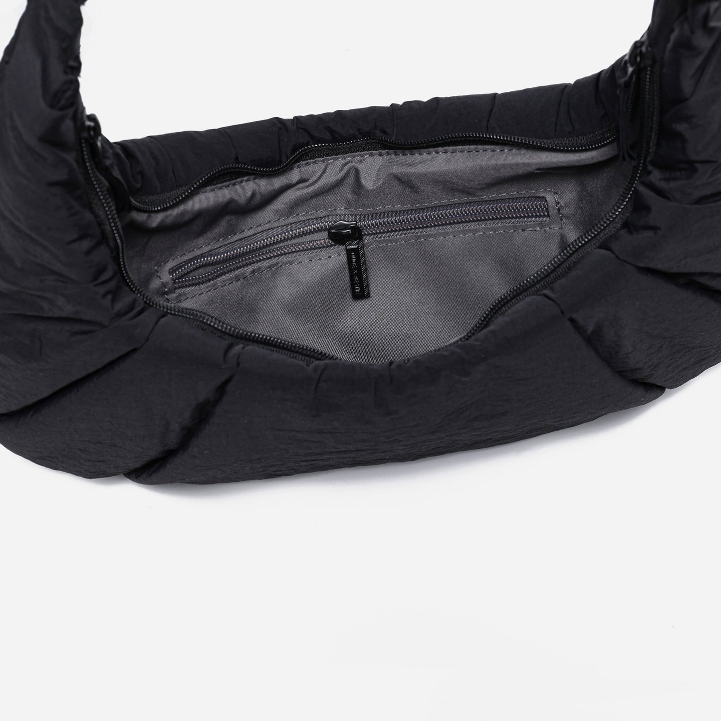 Dude & Bestie Puff Croissant Bag in Black, versatile all-match techwear crossbody bag
