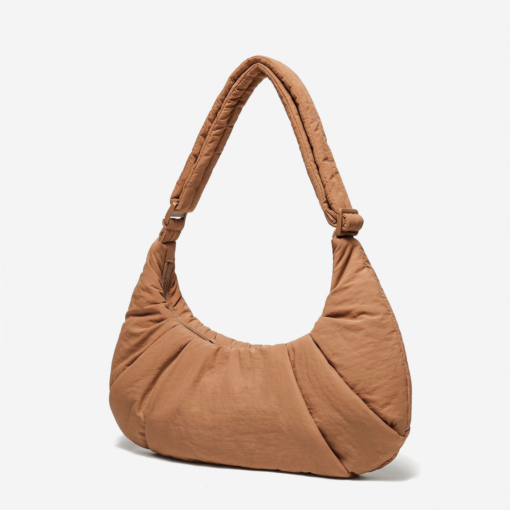 Dude & Bestie Puff Croissant Bag in Mocha Brown, retro earth-tone autumn style bag