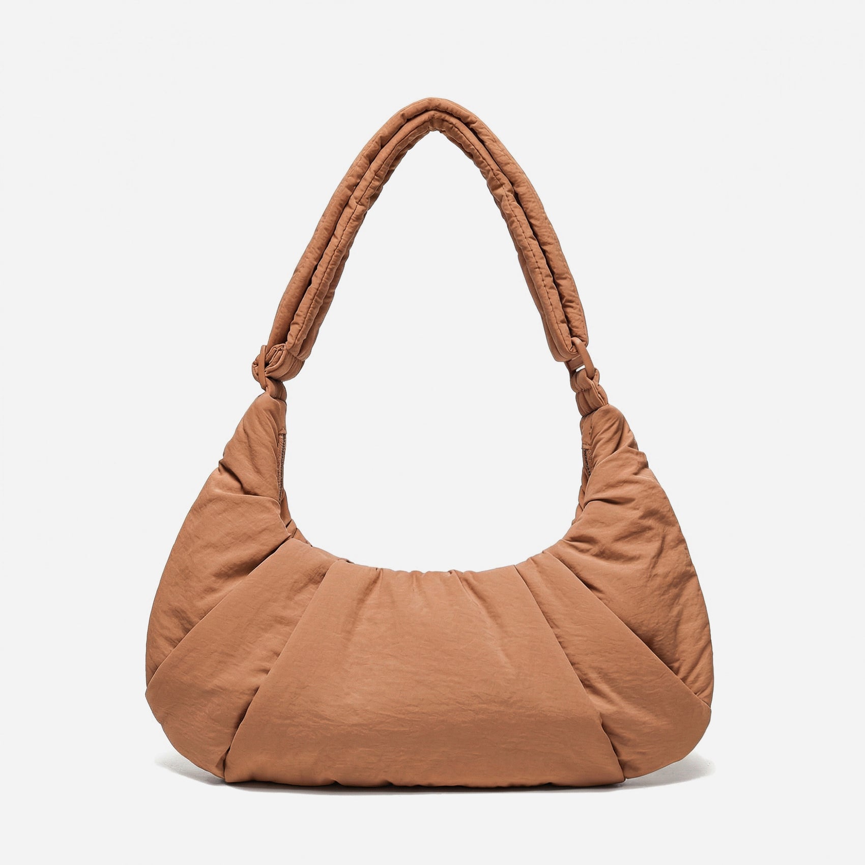 Dude & Bestie Puff Croissant Bag in Mocha Brown, retro earth-tone autumn style bag
