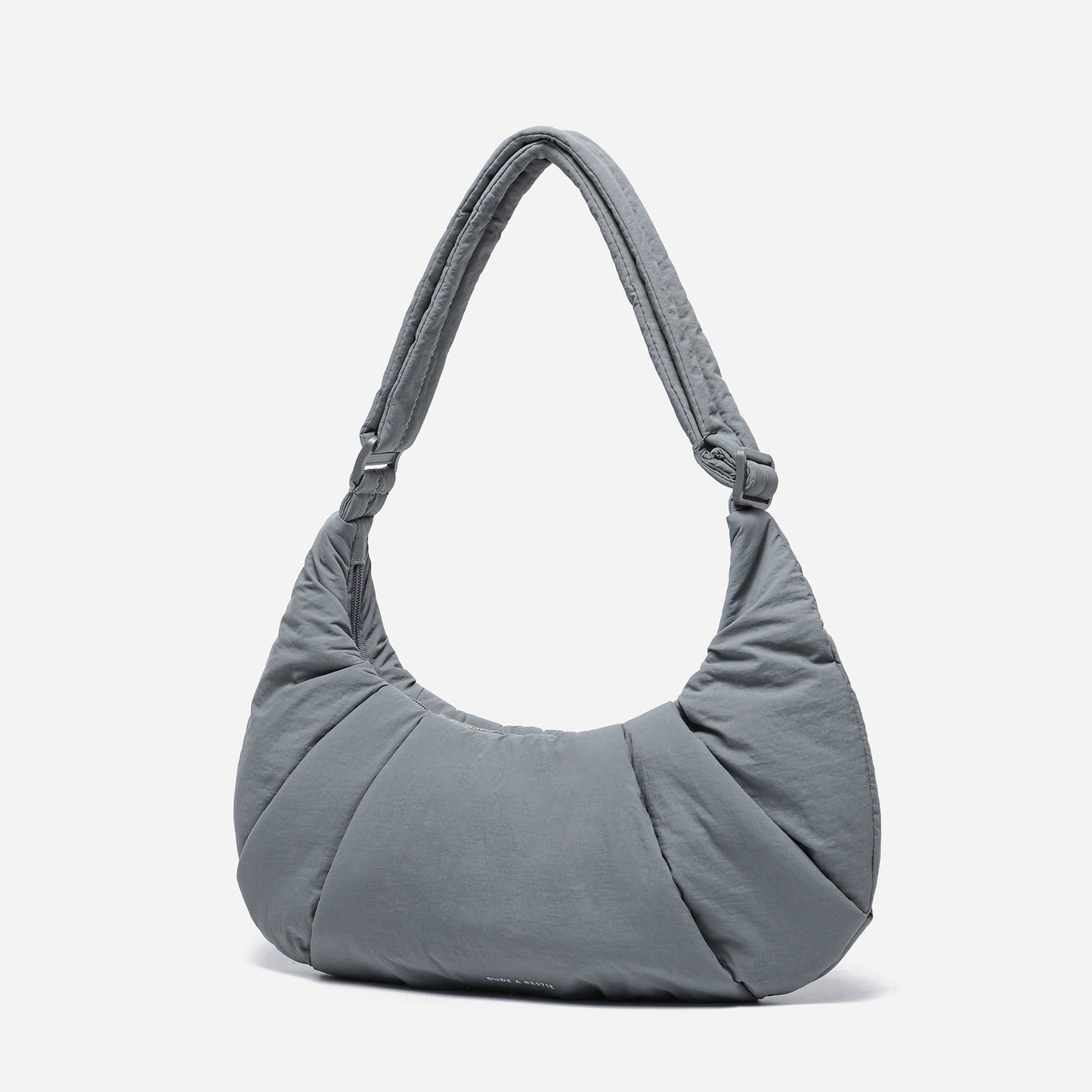 Dude & Bestie Puff Croissant Bag in Cold Gray, minimalist unisex streetwear bag