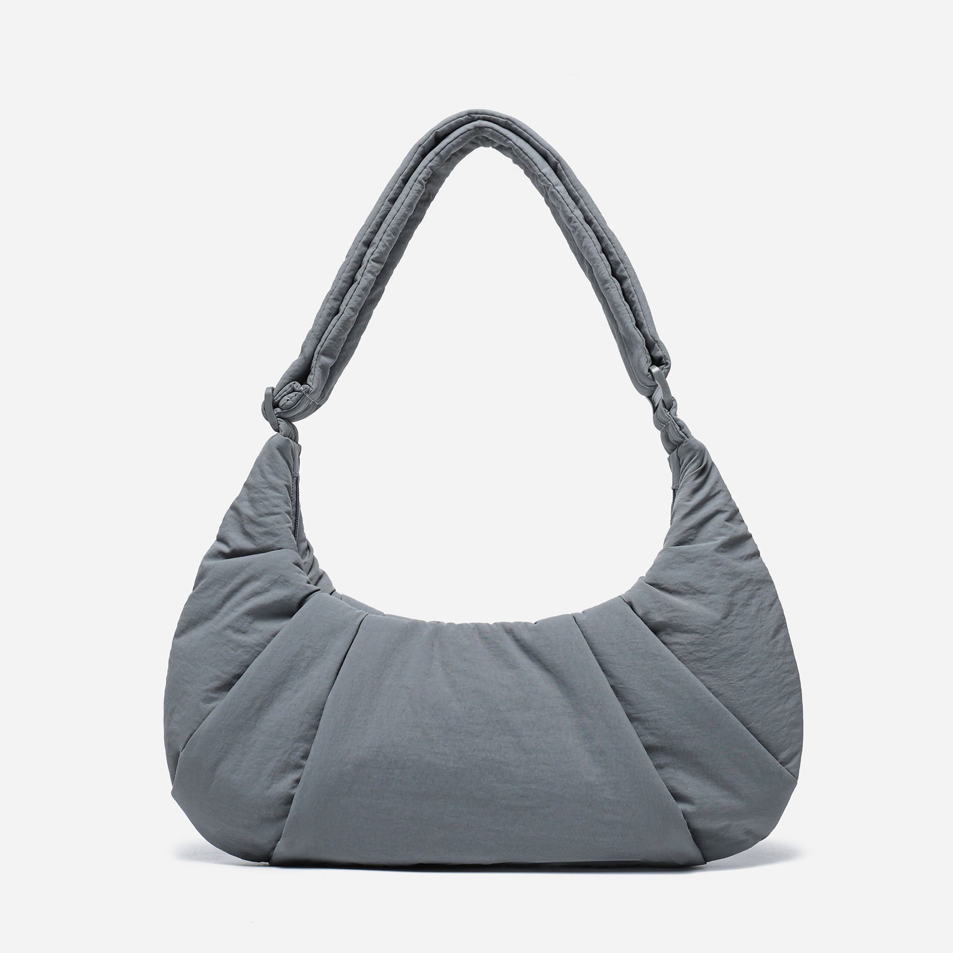 Dude & Bestie Puff Croissant Bag in Cold Gray, minimalist unisex streetwear bag