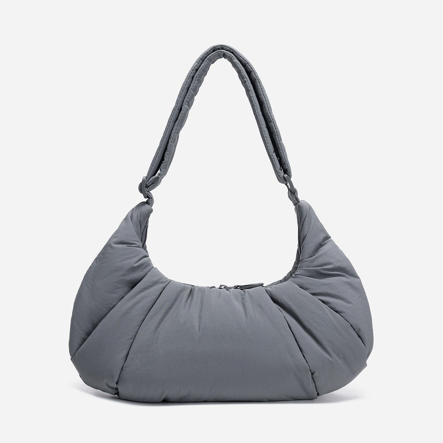 Dude & Bestie puffer-style Croissant Shoulder Bag in Cold Gray