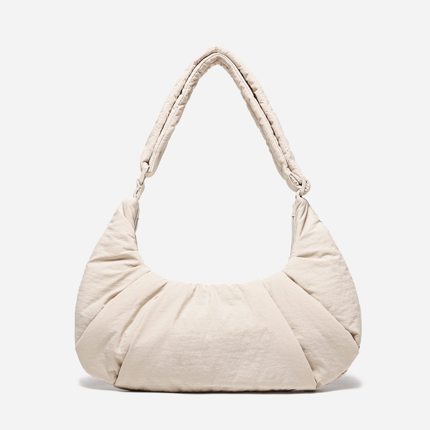 Dude & Bestie Puff Croissant Bag in Milk White, lightweight cloud-shaped shoulder bag