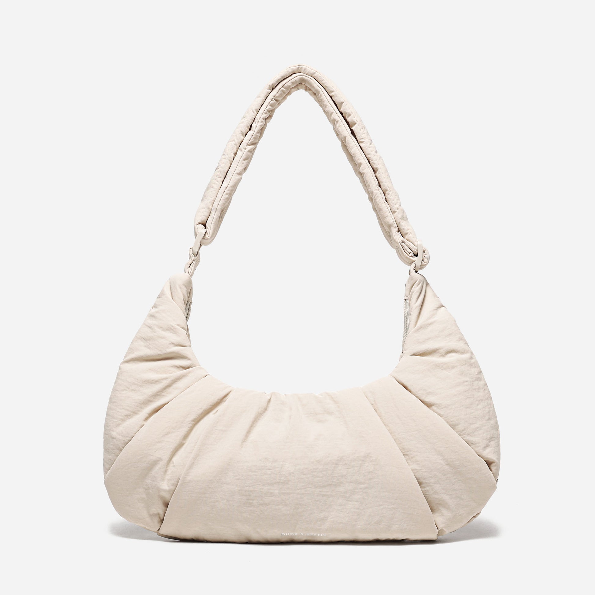 Dude & Bestie Puff Croissant Bag in Milk White, lightweight cloud-shaped shoulder bag