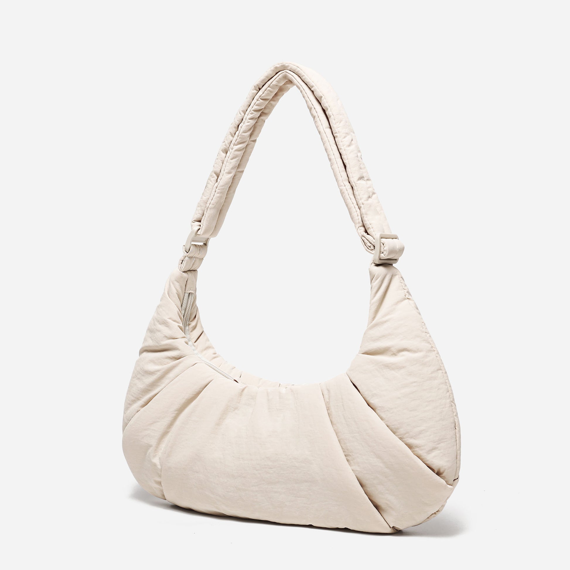 Dude & Bestie Puff Croissant Bag in Milk White, lightweight cloud-shaped shoulder bag