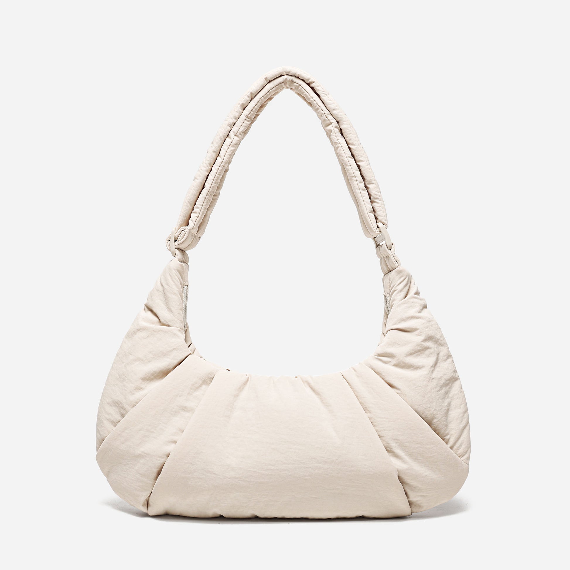 Dude & Bestie Puff Croissant Bag in Milk White, lightweight cloud-shaped shoulder bag
