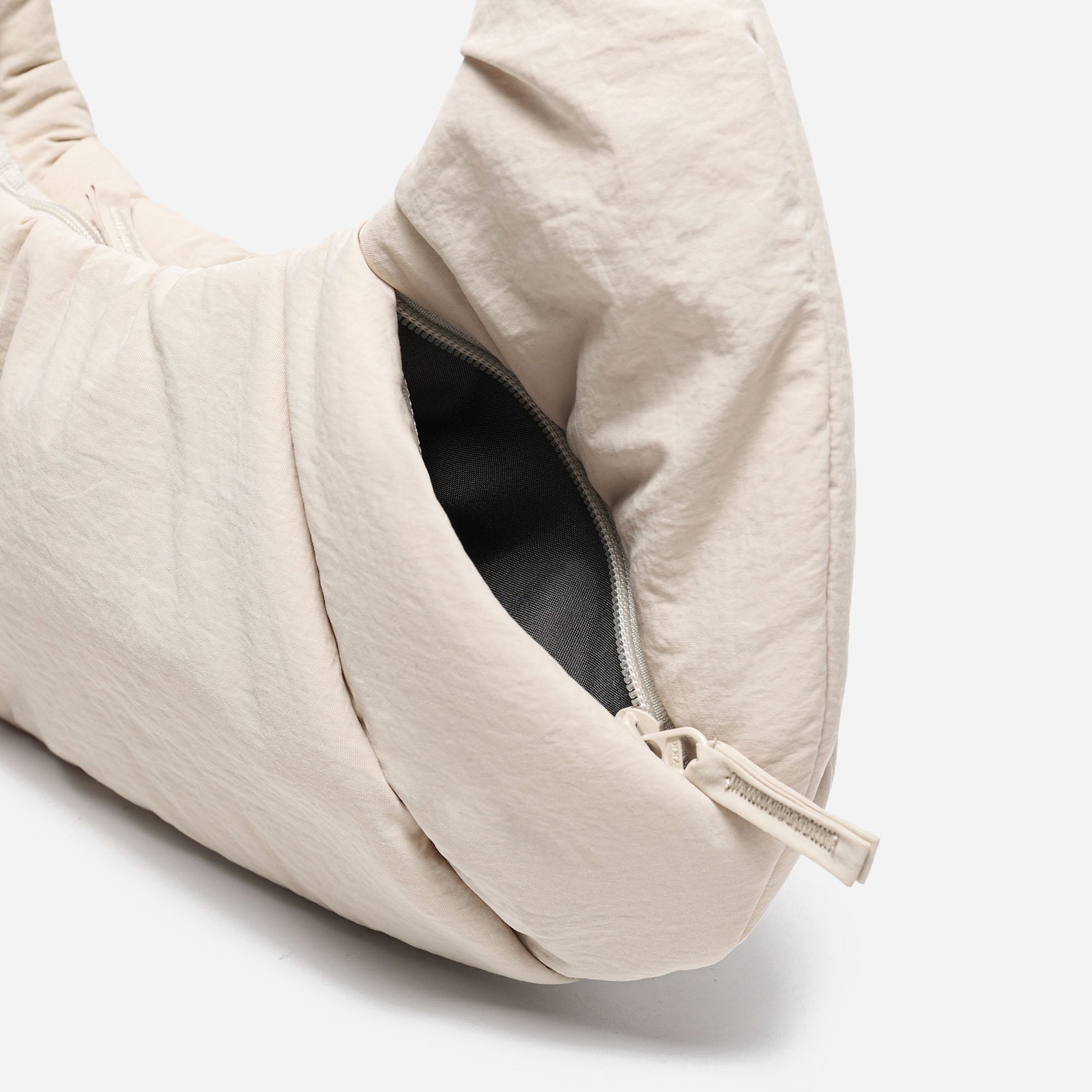 Dude & Bestie Puff Croissant Bag in Milk White, lightweight cloud-shaped shoulder bag