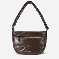 Dude & Bestie Puff Crossbody Bag Polish Series in Glossy Brown Color