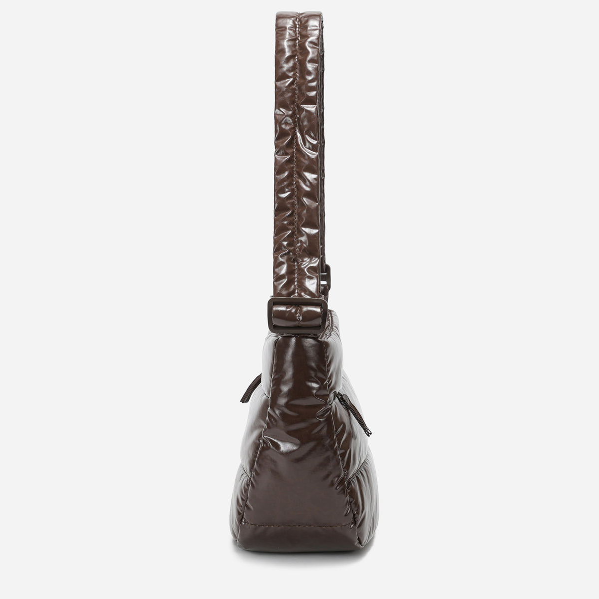 Dude & Bestie Puff Crossbody Bag Polish Series in Glossy Brown Color