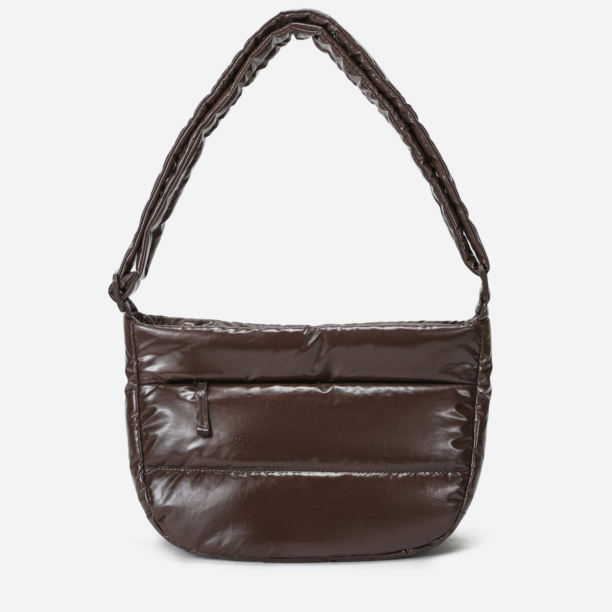 Dude & Bestie Puff Crossbody Bag Polish Series in Glossy Brown Color