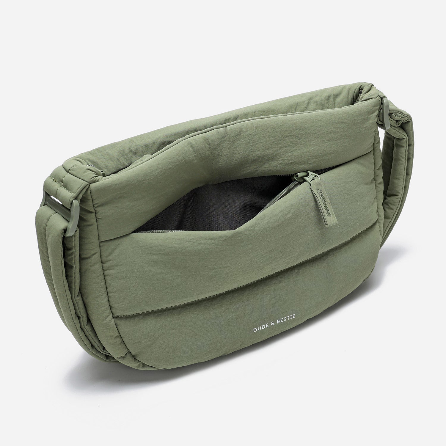Dude & Bestie Puff Crossbody Bag in Khaki Green