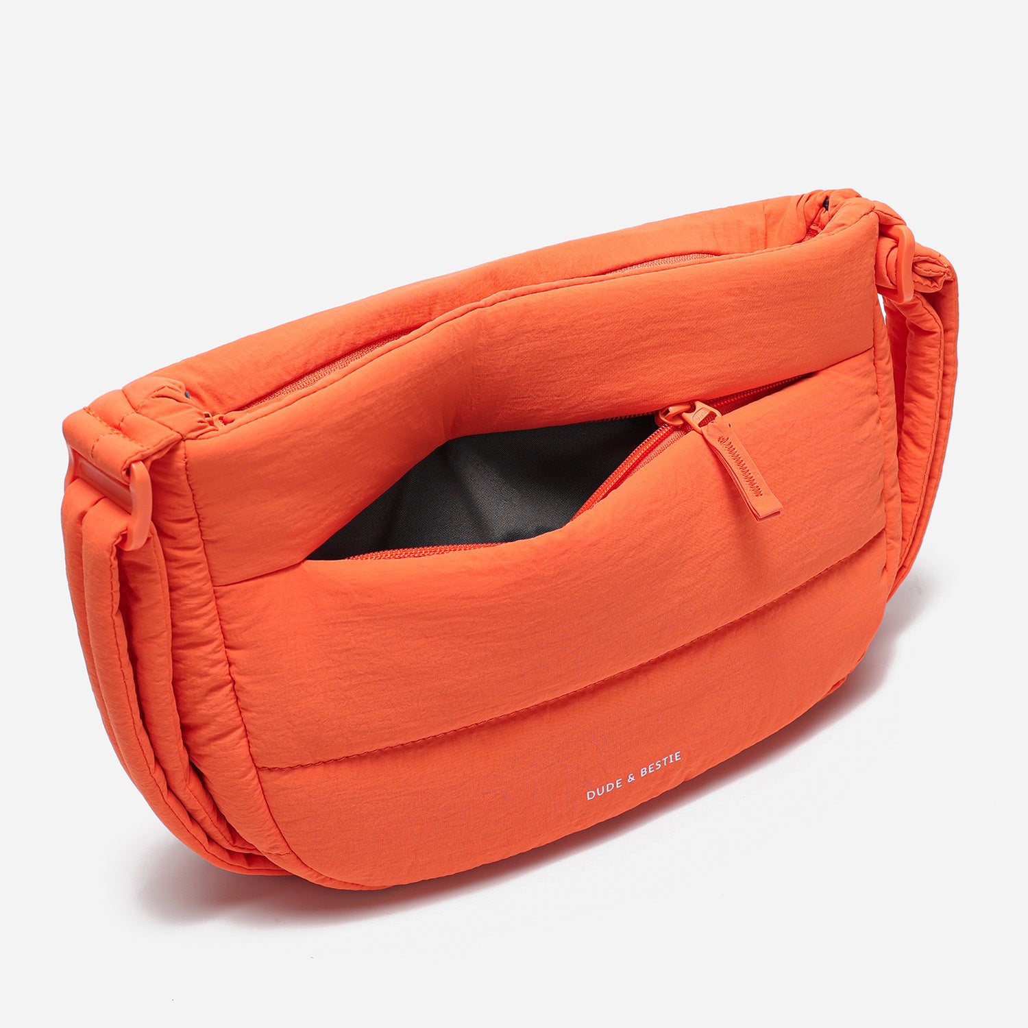 Dude & Bestie Puff Crossbody Bag in Bright Orange
