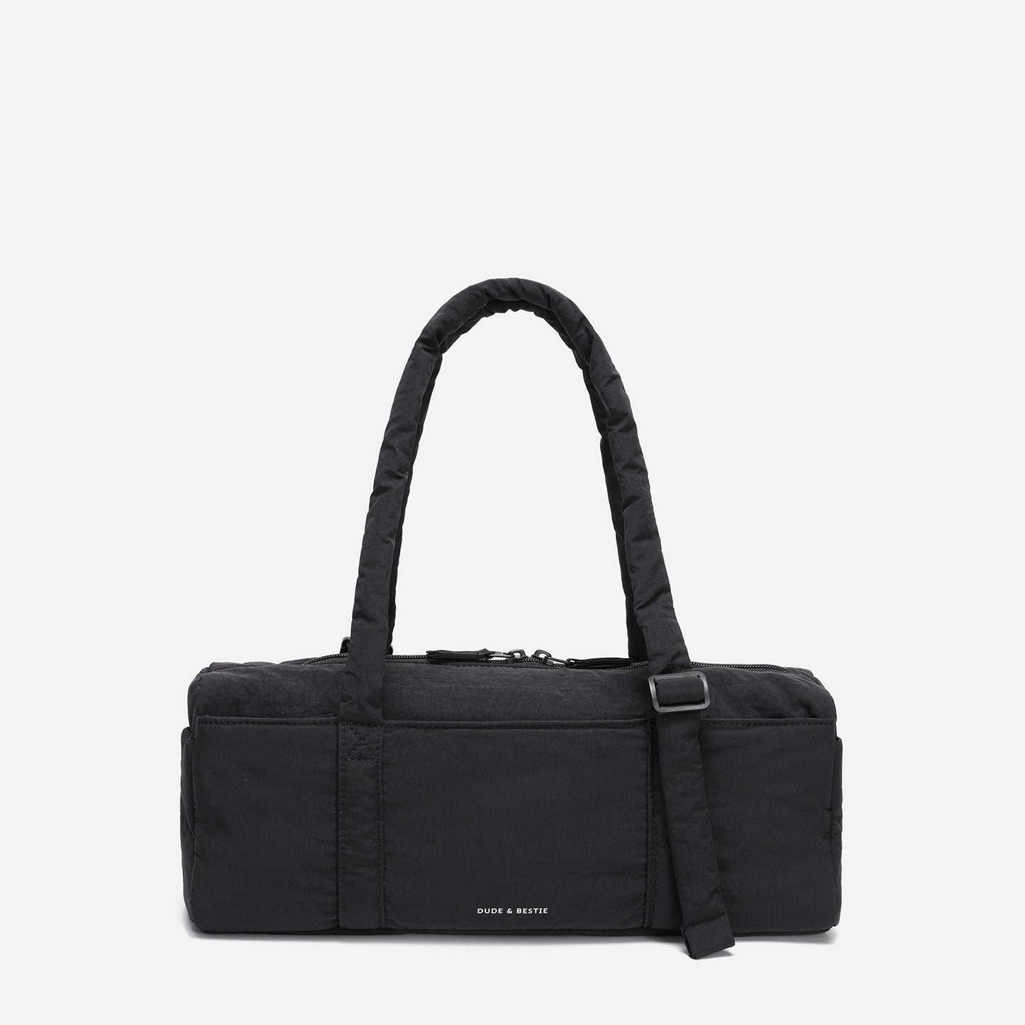 Dude & Bestie Puff Roll Baguette Bag in Black Color