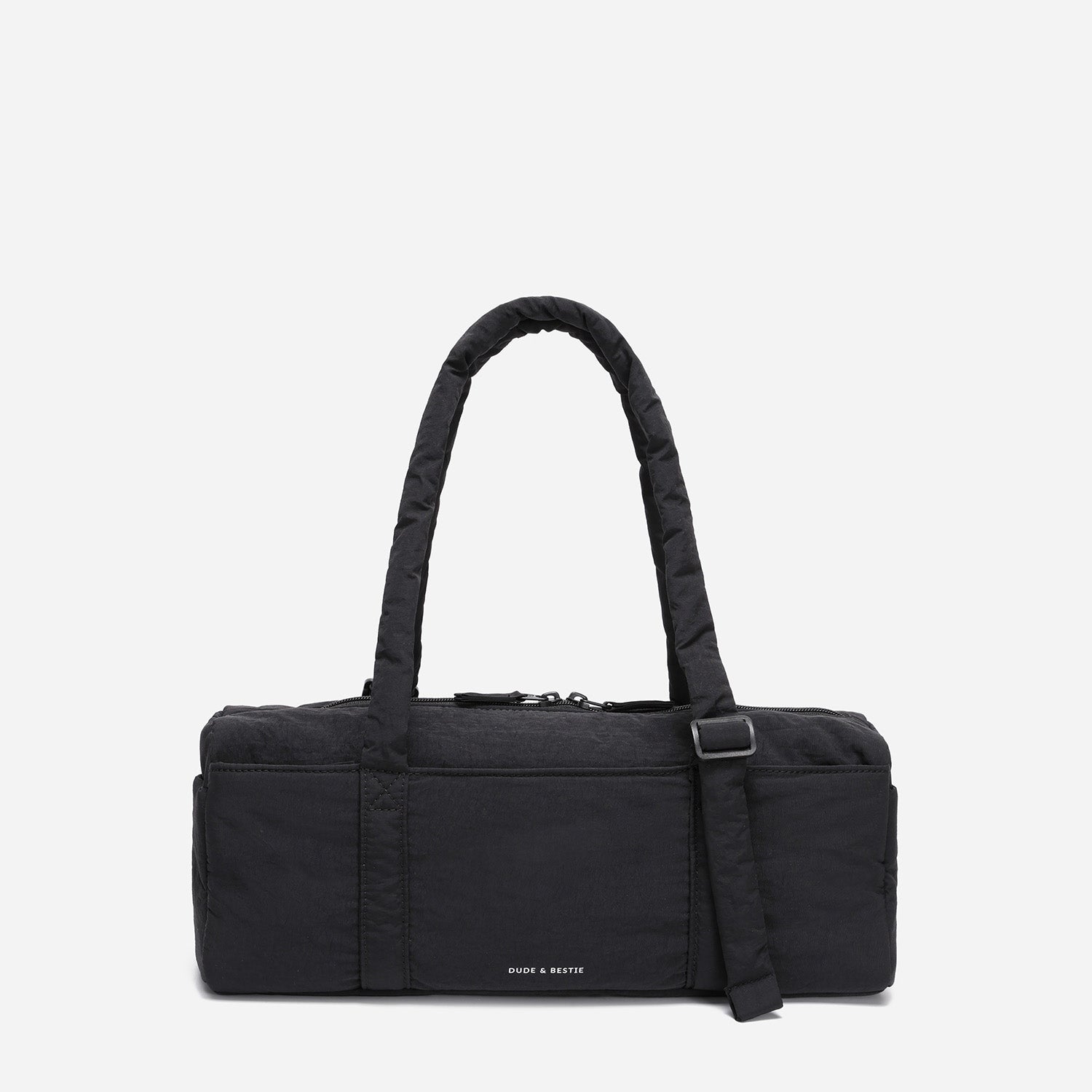 Dude & Bestie Puff Roll Baguette Bag in Black Color
