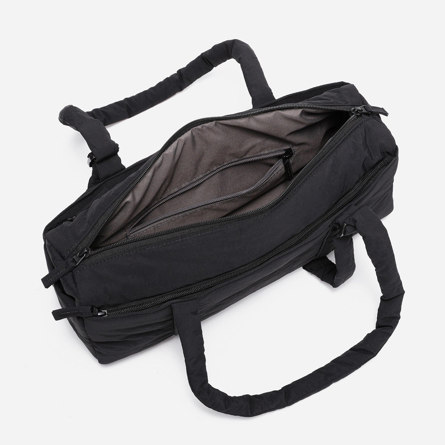 Dude & Bestie Puff Roll Baguette Bag in Black Color