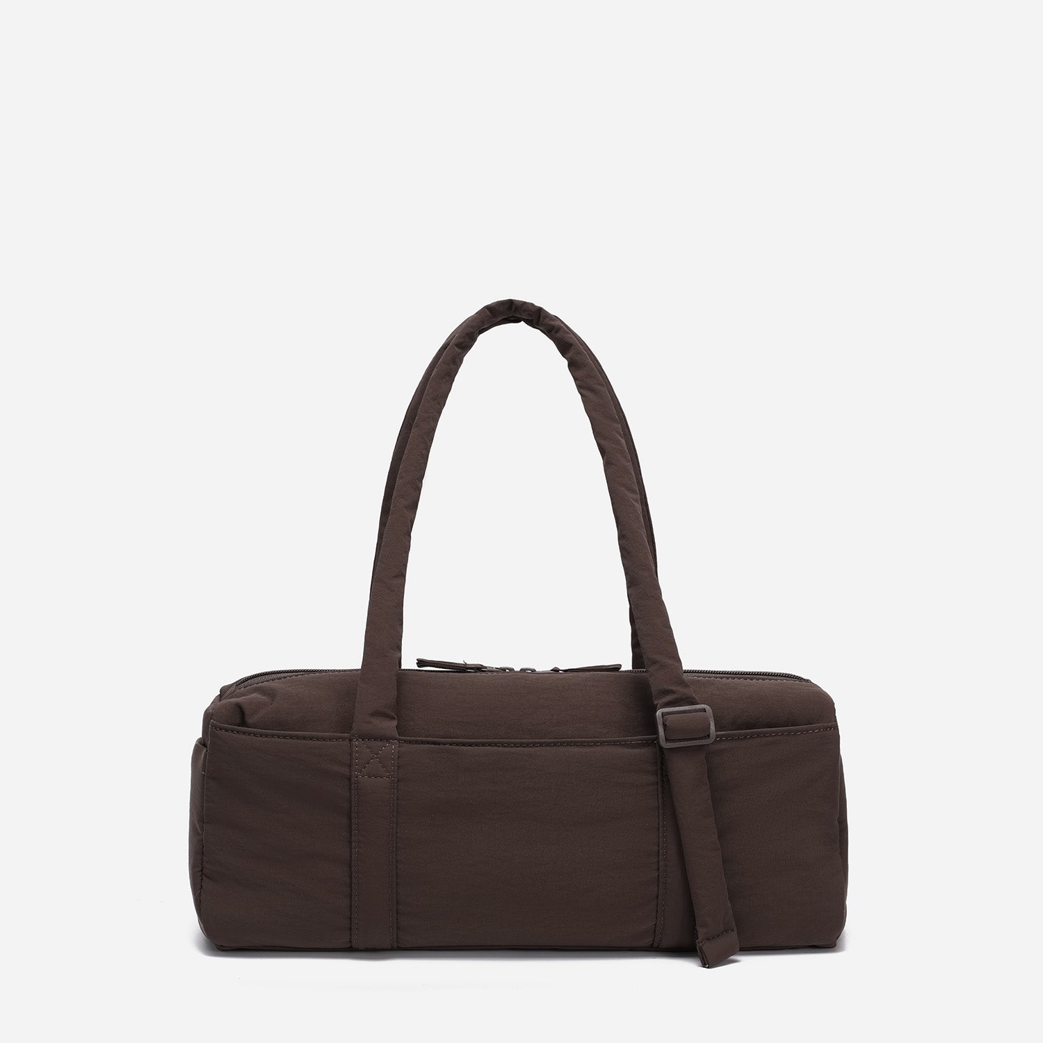 Dude & Bestie Puff Roll Baguette Bag in Choco Brown Color