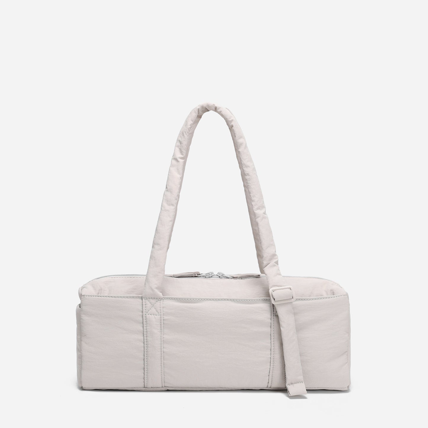 Dude & Bestie Puff Roll Baguette Bag in Light Gray Color