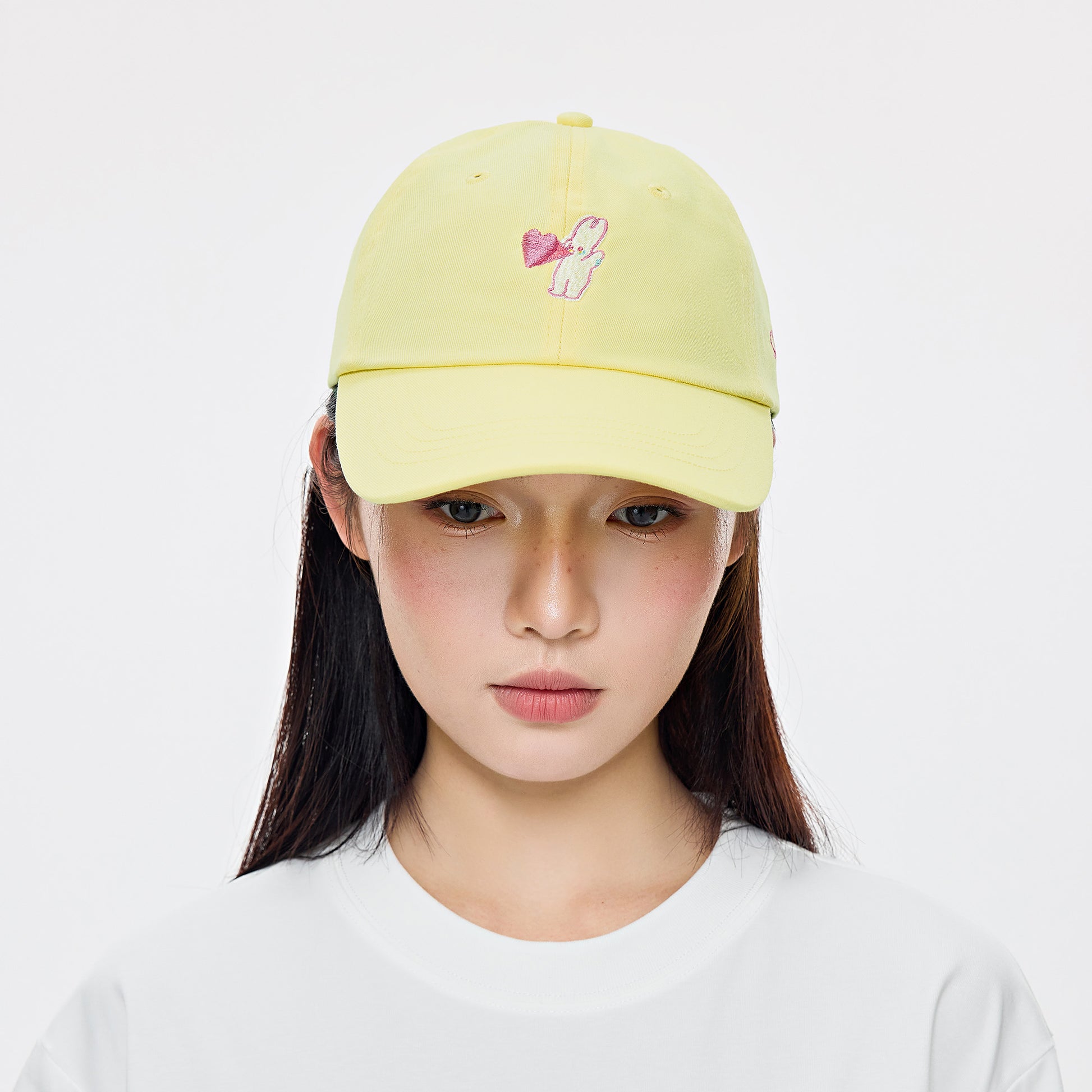 Dude & Bestie x Shuku Say Love Embroidery Classic Cotton Polo Cap Yellow Color