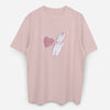 Dude & Bestie x Shuku Say Love Embroidery T-shirt Pink Color