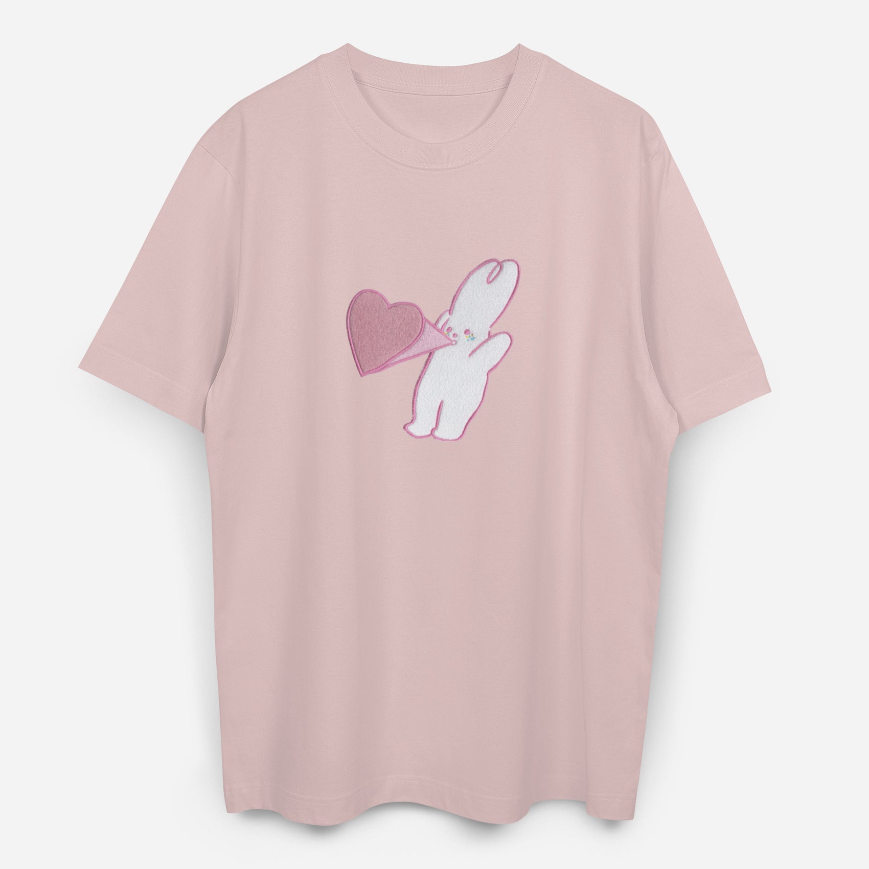 Dude & Bestie x Shuku Say Love Embroidery T-shirt Pink Color
