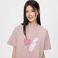 Dude & Bestie x Shuku Say Love Embroidery T-shirt Pink Color