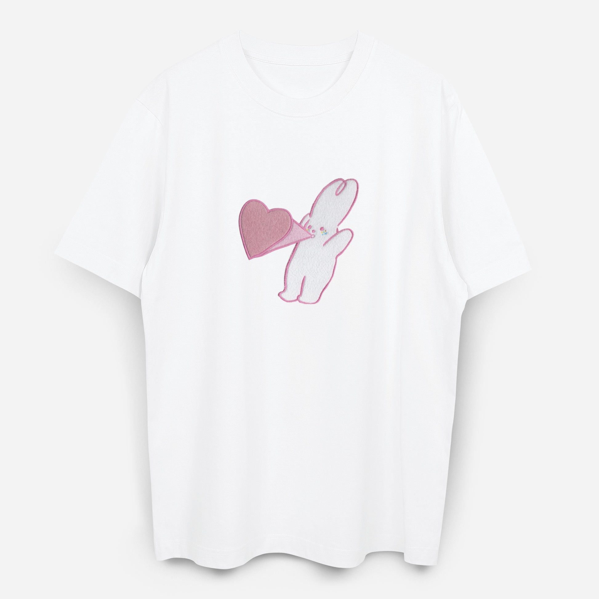 Dude & Bestie x Shuku Say Love Embroidery T-shirt White Color