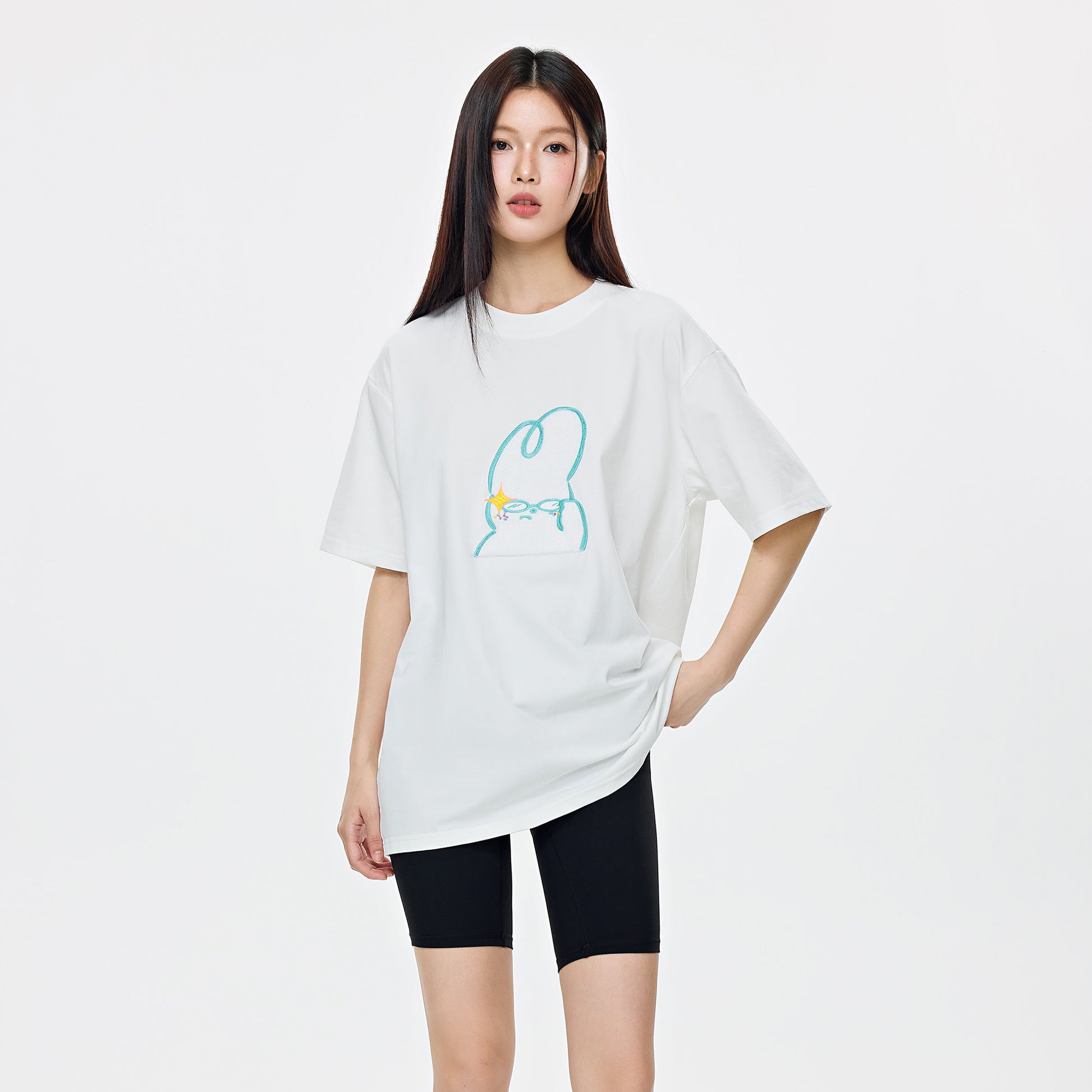 Dude & Bestie x Shuku Gotcha Embroidery  T-Shirt White Color