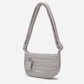 A light dove gray woven corduroy shoulder bag by Dude & Bestie Winter 2026 Series