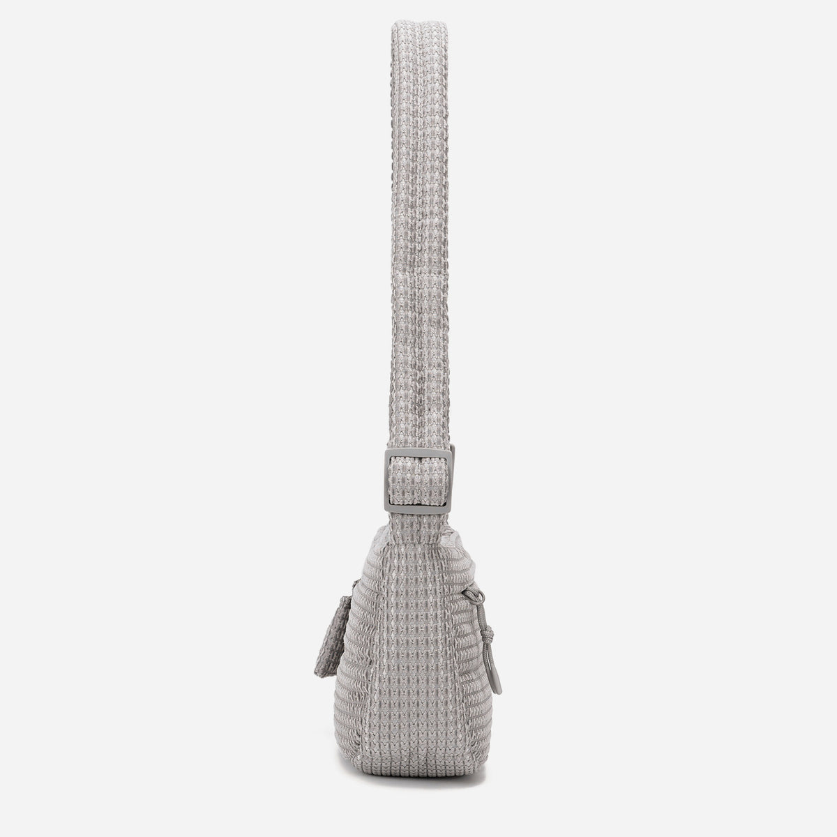 A light dove gray woven corduroy shoulder bag by Dude & Bestie Winter 2026 Series