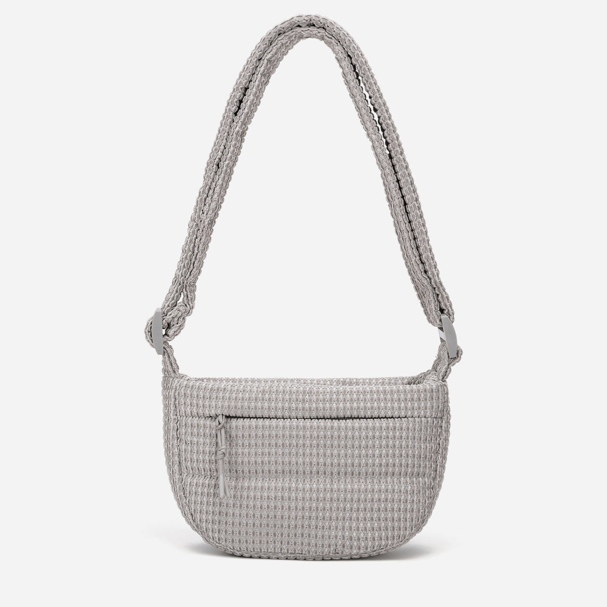 A light dove gray woven corduroy shoulder bag by Dude & Bestie Winter 2026 Series