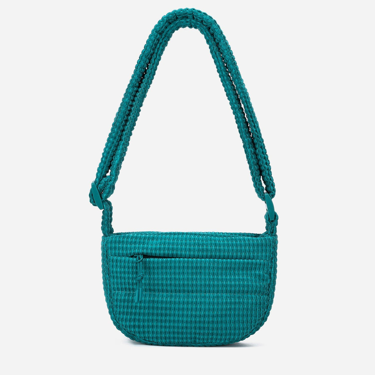 A teal woven corduroy shoulder bag by Dude & Bestie Winter 2026 Series