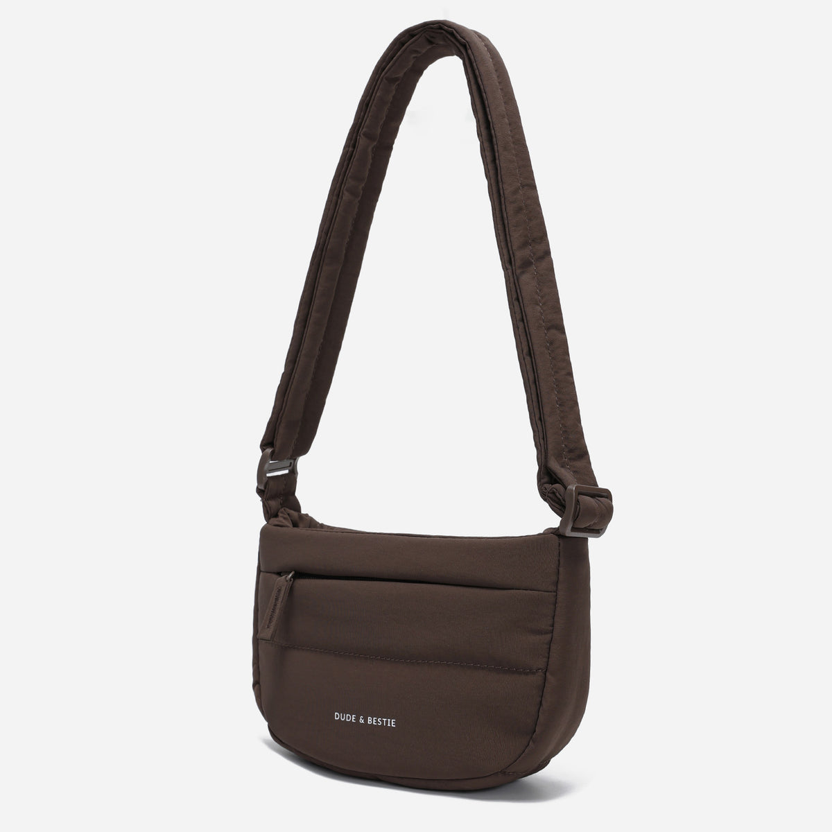 Dude & Bestie Small Puff Crossbody Bag in Chocolate Brown Color